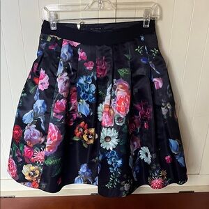 Ted Baker London FLOWTII Oil Painting Black Floral Skirt